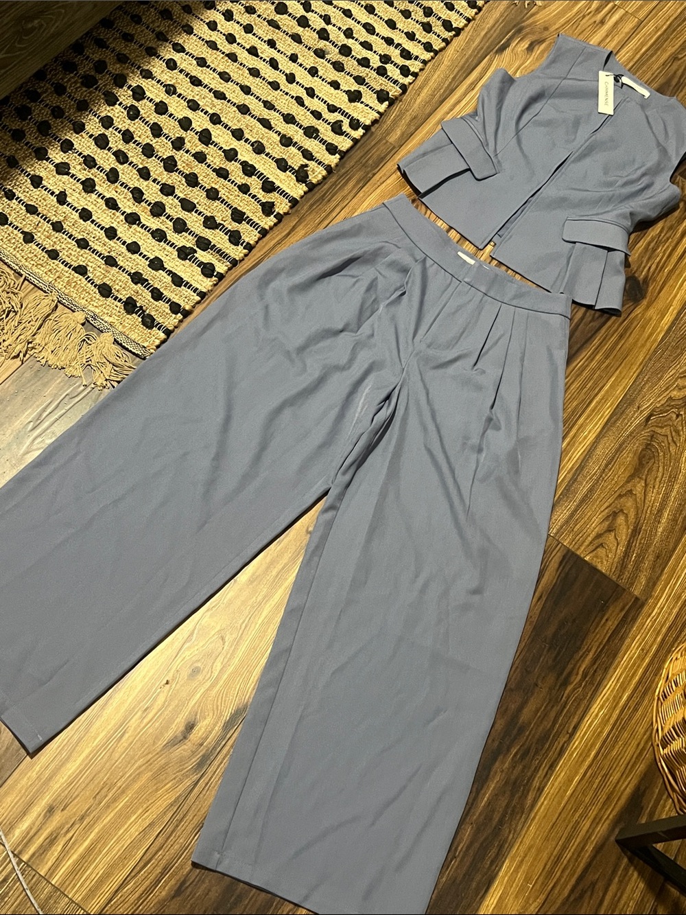 Commense Two-Piece Wide Leg Pants and vest - Slate Blue